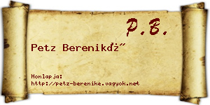 Petz Bereniké névjegykártya